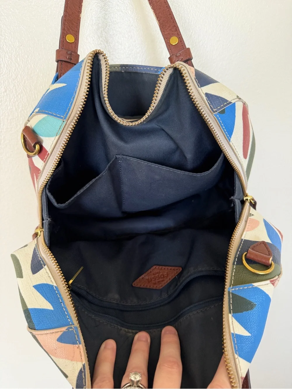 FOSSIL Colorful Leaf Print Handbag
